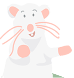 Die Maus Pati zeigt die Backweisheiten