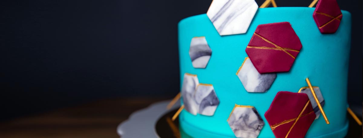 Fondanttorte einem modernen Design Details